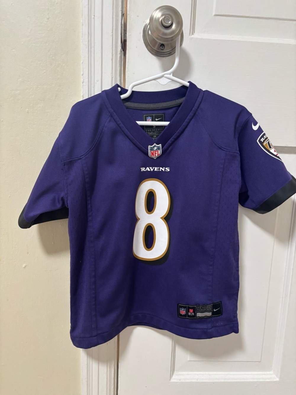 Nike Kids Baltimore Ravens Purple #8 Short Sleeve Jersey Shirt